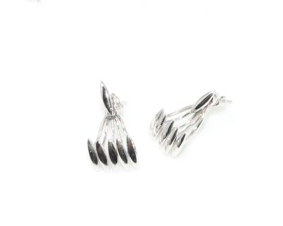 Sterling Silver Fan Earring Jackets, White Gold Plated - 6