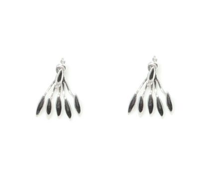 Sterling Silver Fan Earring Jackets, White Gold Plated - 8