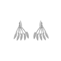 Sterling Silver Fan Earring Jackets, White Gold Plated - Nusrettaki (1)