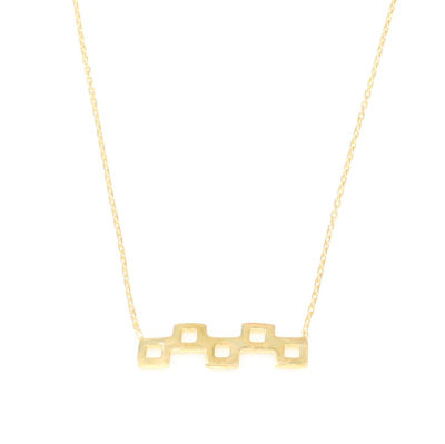 Sterling Silver Fivefold Tiny Squares Dainty Necklace, White Gold Plated - 2