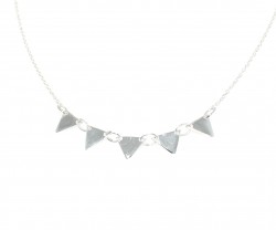 Sterling Silver Fivefold Triangle Dainty Necklace, White Gold Plated - 3