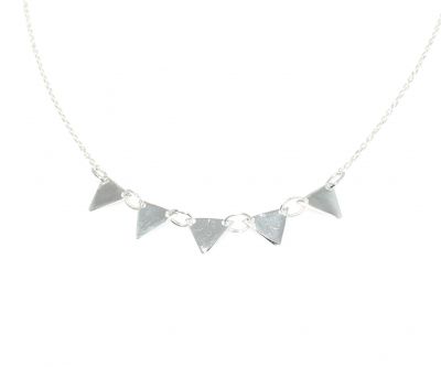 Sterling Silver Fivefold Triangle Dainty Necklace, White Gold Plated - 3
