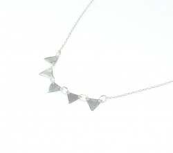 Sterling Silver Fivefold Triangle Dainty Necklace, White Gold Plated - 4