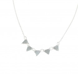 Sterling Silver Fivefold Triangle Dainty Necklace, White Gold Plated - 5