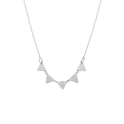 Sterling Silver Fivefold Triangle Dainty Necklace, White Gold Plated - Nusrettaki