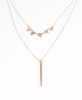 Sterling Silver Geometric Layer Set Strand Necklaces, Rose Gold Plated - 4