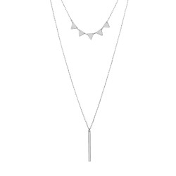 Sterling Silver Geometric Layer Set Strand Necklaces, Rose Gold Plated - Nusrettaki