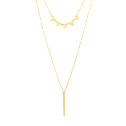 Sterling Silver Geometric Layer Set Strand Necklaces, Rose Gold Plated - Nusrettaki (1)