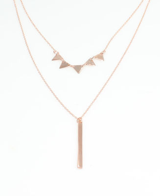 Sterling Silver Geometric Layer Set Strand Necklaces, Rose Gold Plated - 3