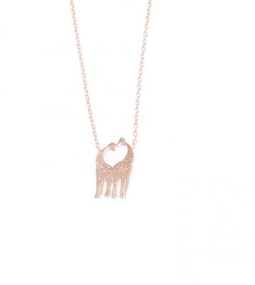Sterling Silver Giraffe in Love Necklace, Rose Gold Plated - 8