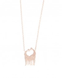 Sterling Silver Giraffe in Love Necklace, Rose Gold Plated - 9