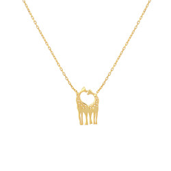 Sterling Silver Giraffe in Love Necklace, Rose Gold Plated - 4