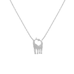 Sterling Silver Giraffe in Love Necklace, Rose Gold Plated - 3