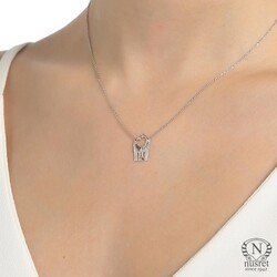 Sterling Silver Giraffe in Love Necklace, Rose Gold Plated - 1