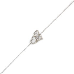 Sterling Silver Hand Carved Three Hearts Bracelet, White Gold Plated - 3