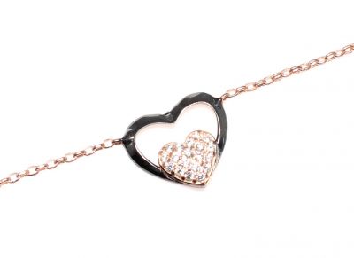 Sterling Silver Heart in Heart & Lock Bracelet, Rose Gold Vermeil - 2
