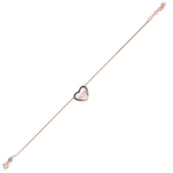 Sterling Silver Heart in Heart & Lock Bracelet, Rose Gold Vermeil - 4