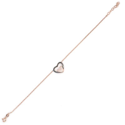 Sterling Silver Heart in Heart & Lock Bracelet, Rose Gold Vermeil - 4