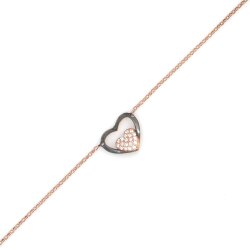 Sterling Silver Heart in Heart & Lock Bracelet, Rose Gold Vermeil - 3