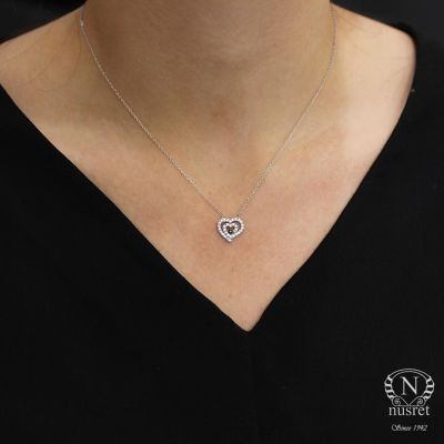 Sterling Silver Nested Heart Necklace - 12
