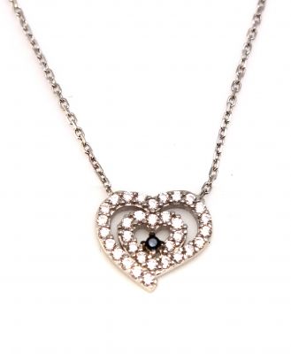 Sterling Silver Nested Heart Necklace - 7