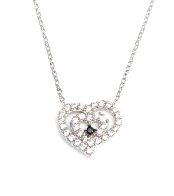 Sterling Silver Nested Heart Necklace - 9