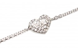 Sterling Silver Heart Shaped Keyhole Bracelet with CZ - 3