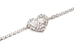Sterling Silver Heart Shaped Keyhole Bracelet with CZ - 2