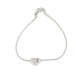 Sterling Silver Heart Shaped Keyhole Bracelet with CZ - Nusrettaki (1)