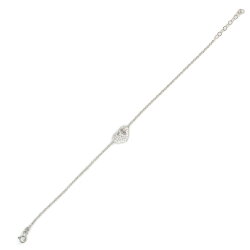 Sterling Silver Heart Shaped Keyhole Bracelet with CZ - 4