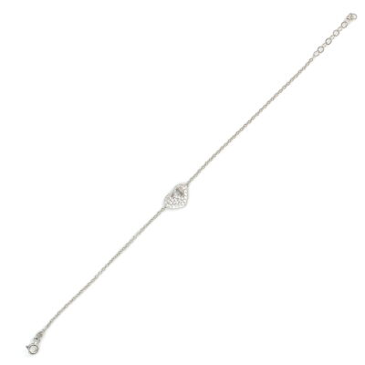 Sterling Silver Heart Shaped Keyhole Bracelet with CZ - 4