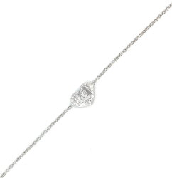 Sterling Silver Heart Shaped Keyhole Bracelet with CZ - 3