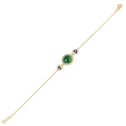 Sterling Silver Hearts Bracelet, Green GS, Gold Vermeil - Nusrettaki (1)