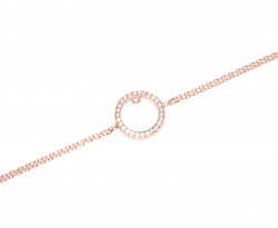Sterling Silver Hoop Double Chain Bracelet, Rose Gold Plated - Nusrettaki