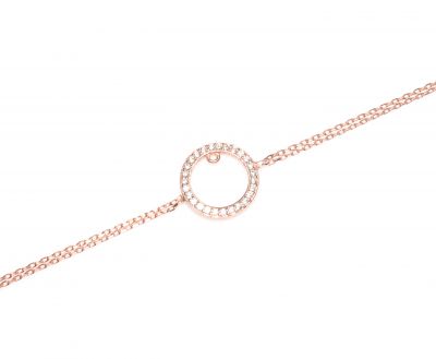 Sterling Silver Hoop Double Chain Bracelet, Rose Gold Plated - 1