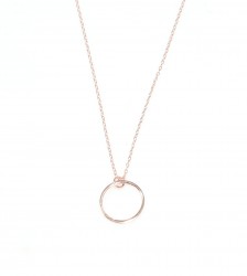Sterling Silver Hoop Pendant Necklace, Rose Gold Plated - 2