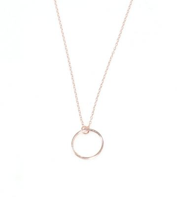Sterling Silver Hoop Pendant Necklace, Rose Gold Plated - 2