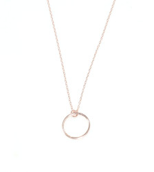 Sterling Silver Hoop Pendant Necklace, Rose Gold Plated - 3