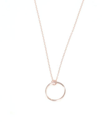 Sterling Silver Hoop Pendant Necklace, Rose Gold Plated - 3