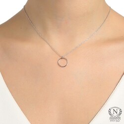 Sterling Silver Hoop Pendant Necklace, Rose Gold Plated - 5