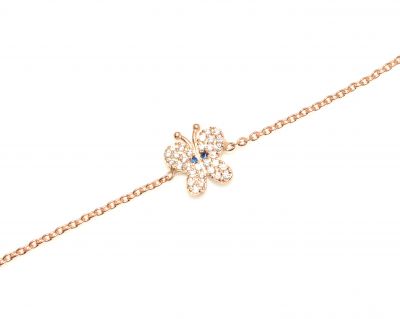 Sterling Silver Little Butterfly Bracelet, Rose Gold Vermeil - 4