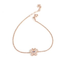 Sterling Silver Little Butterfly Bracelet, Rose Gold Vermeil - 1