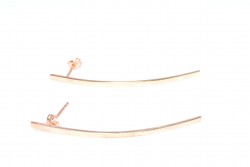 Sterling Silver Long Bar Dangle Earrings, Rose Gold Plated - 7