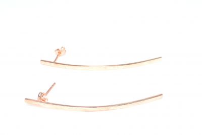 Sterling Silver Long Bar Dangle Earrings, Rose Gold Plated - 7