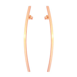 Sterling Silver Long Bar Dangle Earrings, Rose Gold Plated - 5