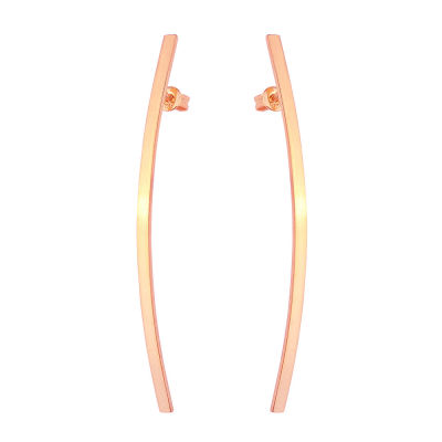 Sterling Silver Long Bar Dangle Earrings, Rose Gold Plated - 5