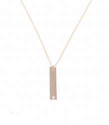 Sterling Silver Long Bar Necklace, Rose Gold Plated - 3