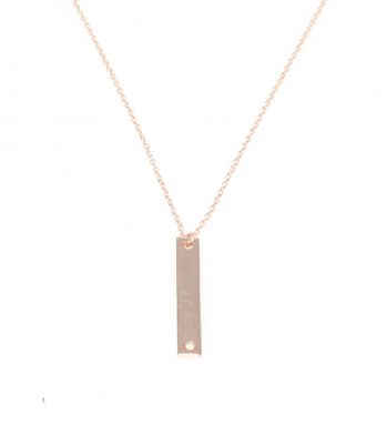 Sterling Silver Long Bar Necklace, Rose Gold Plated - 3