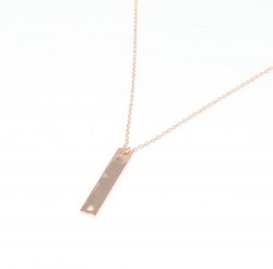 Sterling Silver Long Bar Necklace, Rose Gold Plated - 4