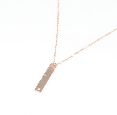 Sterling Silver Long Bar Necklace, Rose Gold Plated - 4